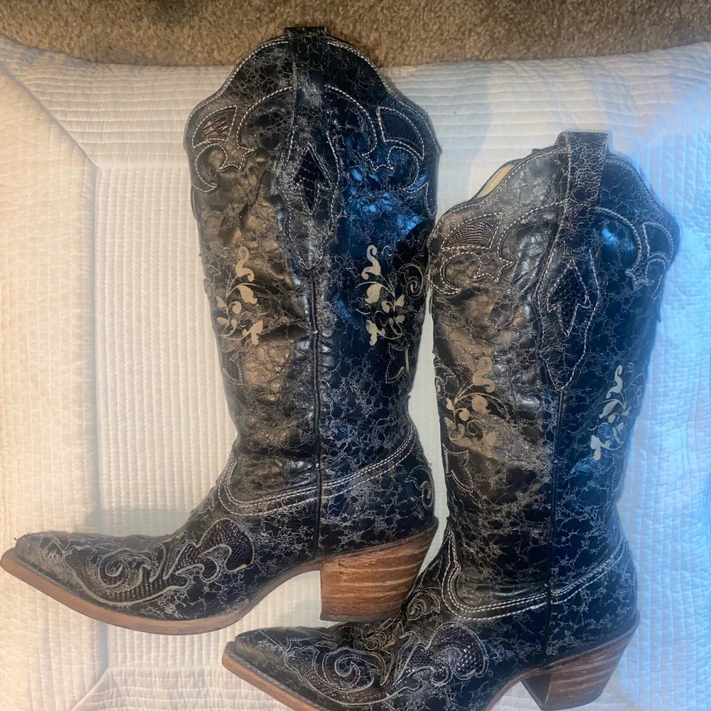 Corral Vintage Leather Lizard Inlay Western Boot, Size 6.5M - Picture 6 of 14